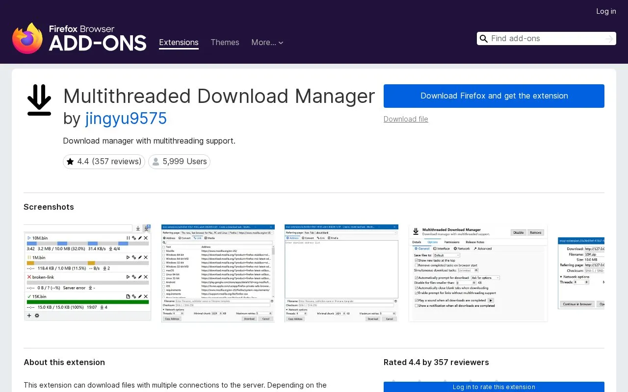 Multithreaded Download Manager by jingyu9575 homepage screenshot