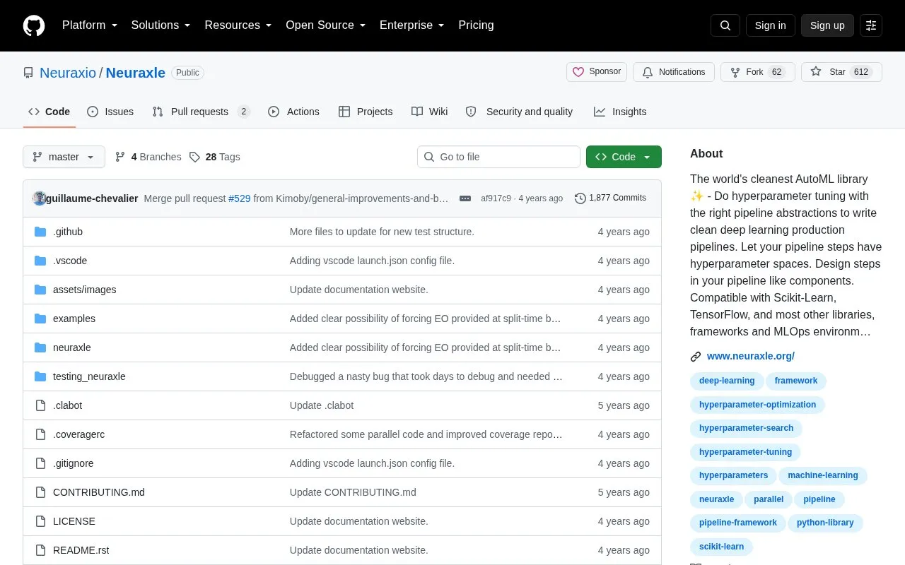 Neuraxle homepage screenshot