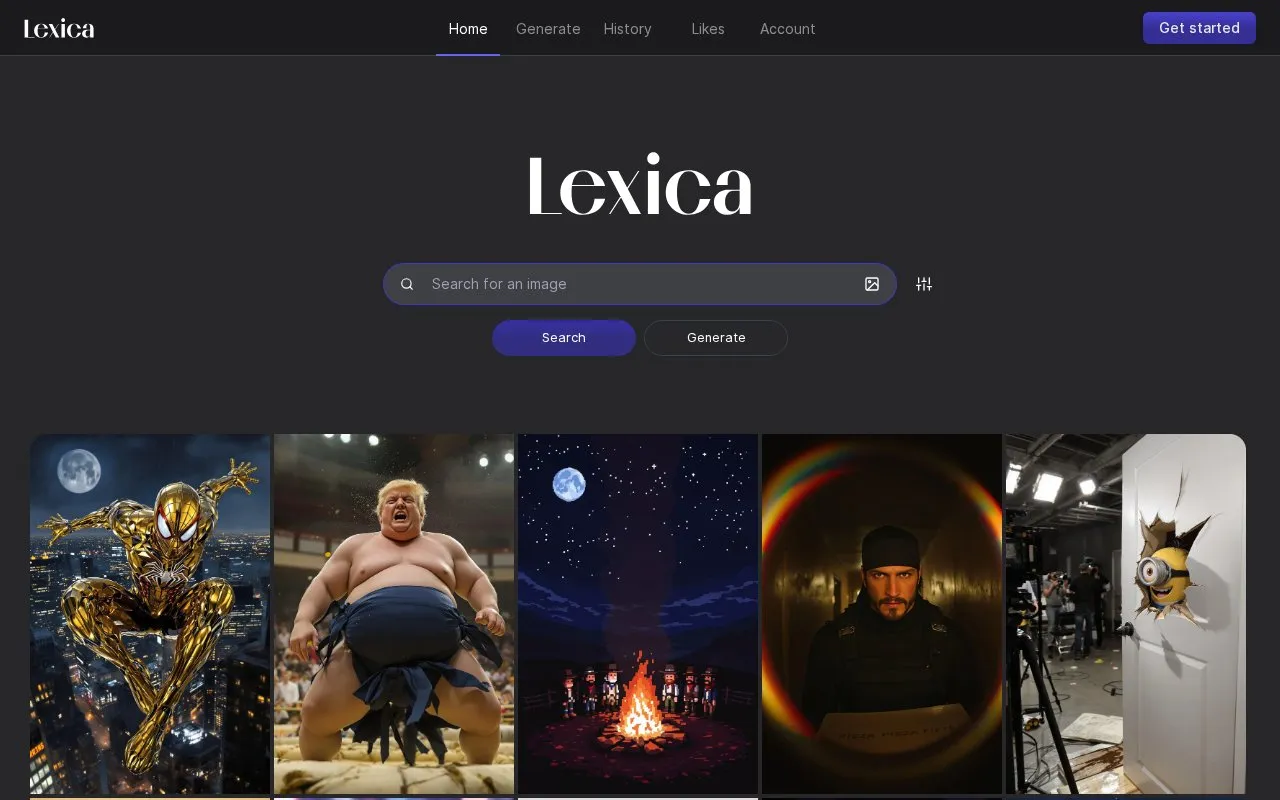 Lexica homepage screenshot