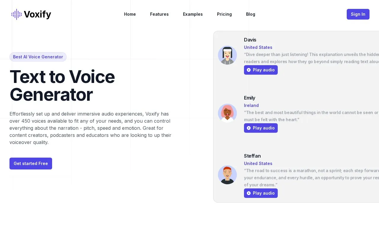 Voxify homepage screenshot