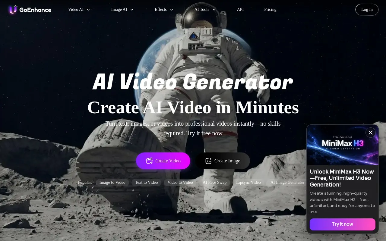 GoEnhance AI homepage screenshot