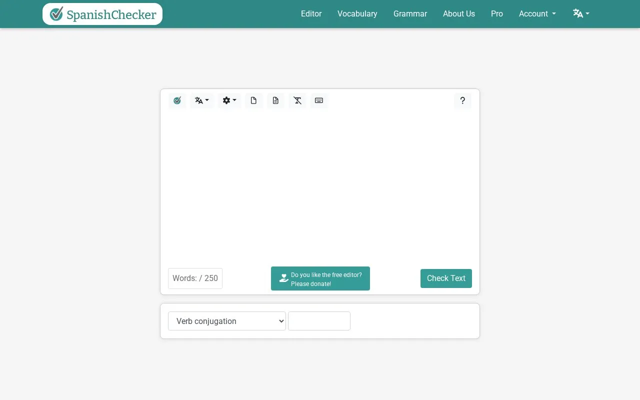 SpanishChecker homepage screenshot