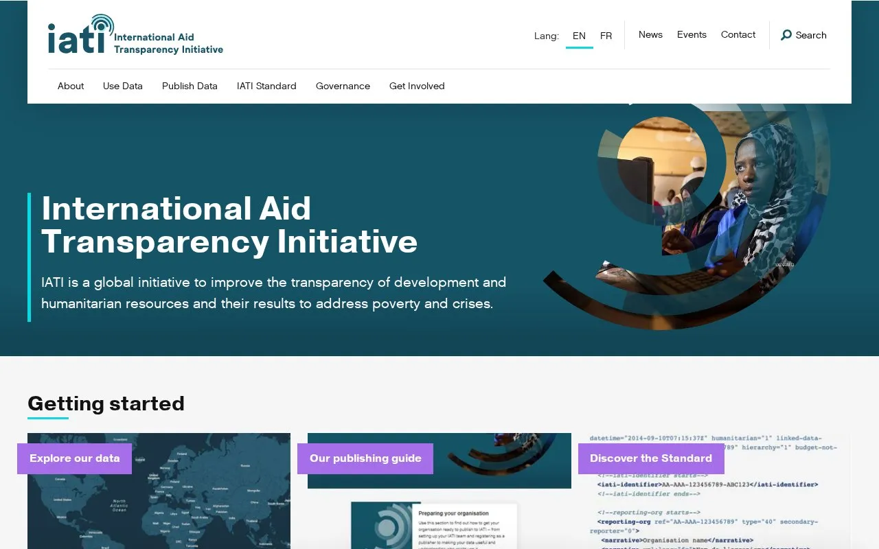 International Aid Transparency Initiative homepage screenshot