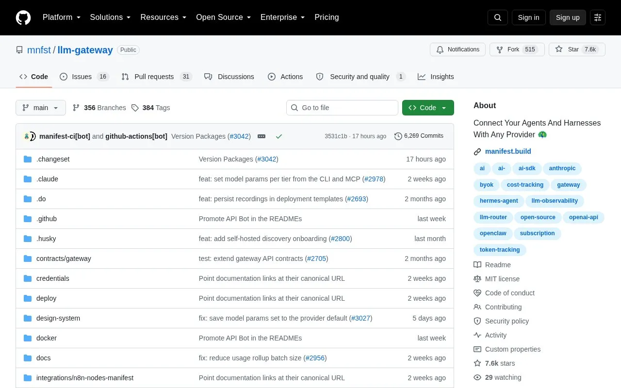 Manifest homepage screenshot