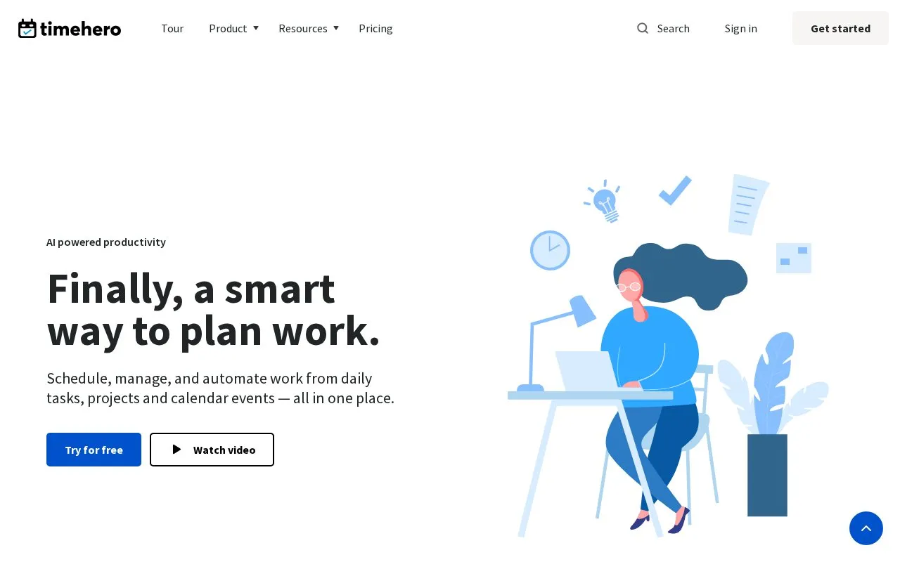 TimeHero homepage screenshot