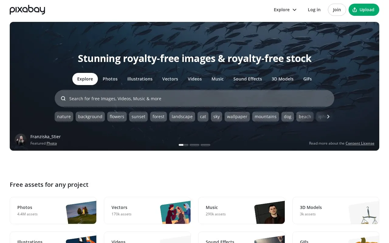 Pixabay homepage screenshot