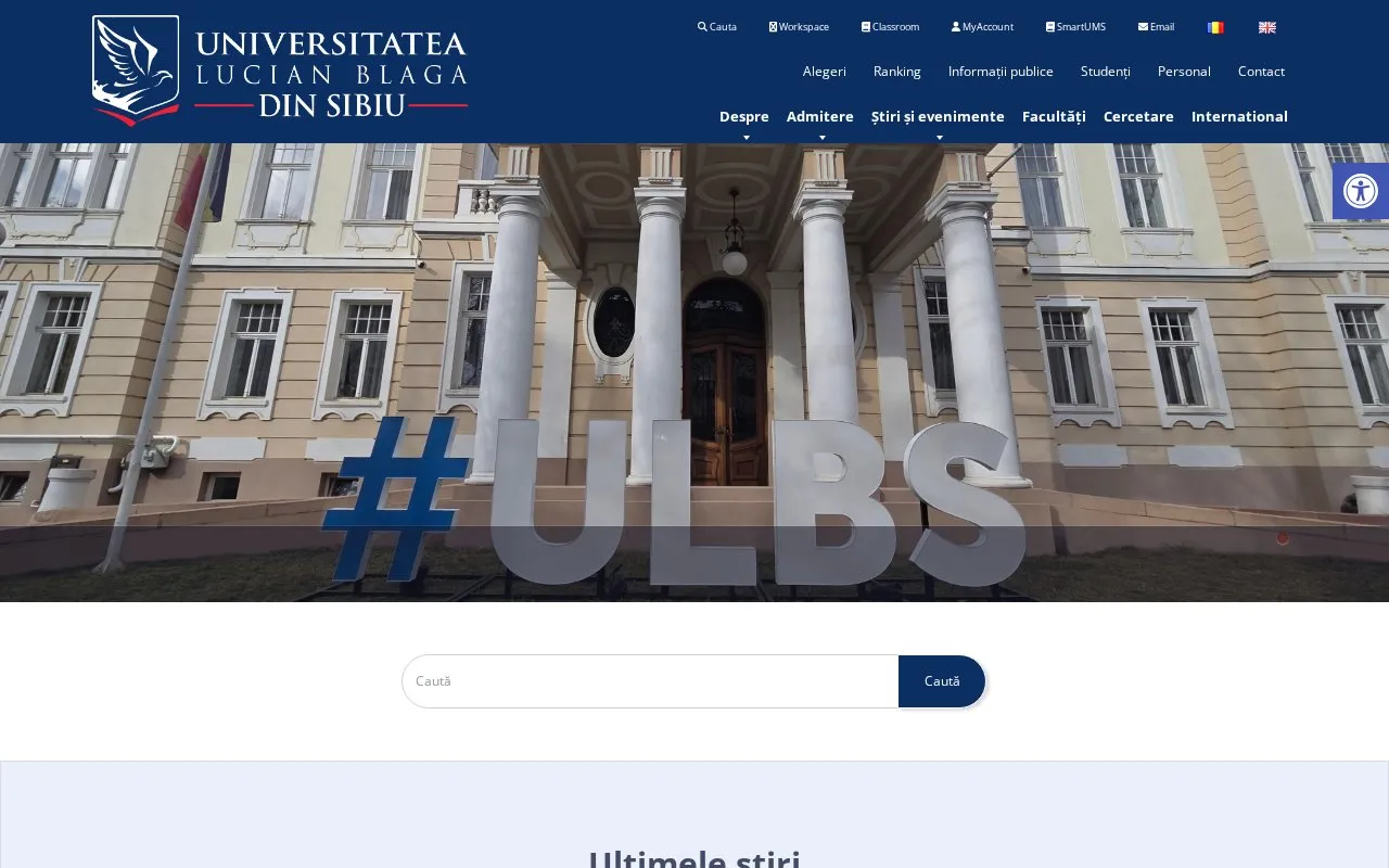 Universitatea „Lucian Blaga" din Sibiu homepage screenshot