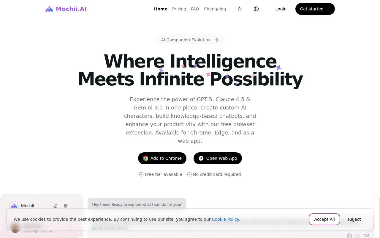 Mochii AI homepage screenshot