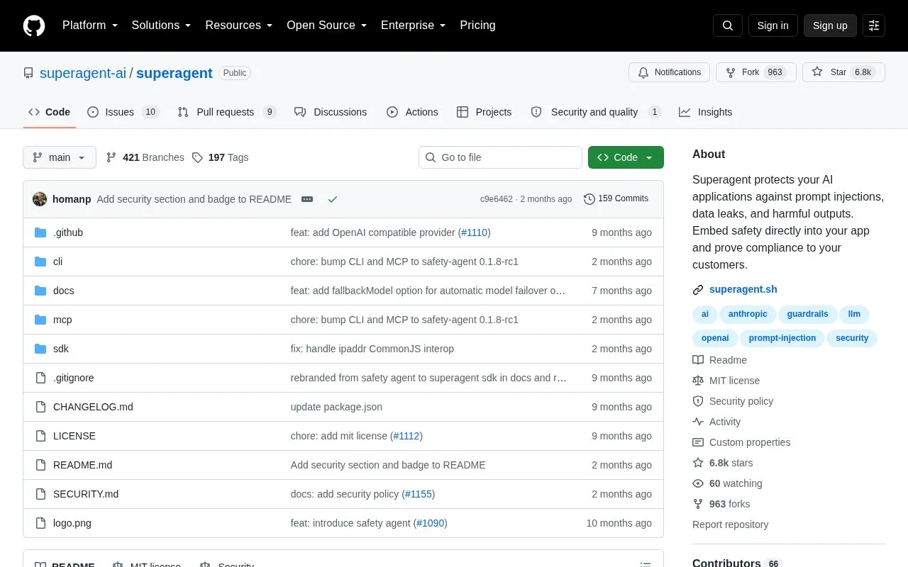 SuperAgent homepage screenshot