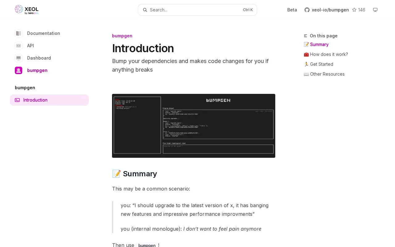 Docs homepage screenshot