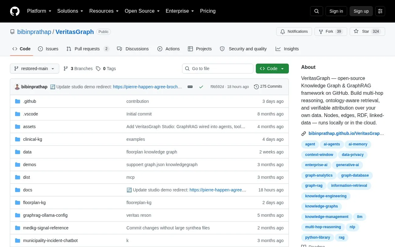 VeritasGraph homepage screenshot