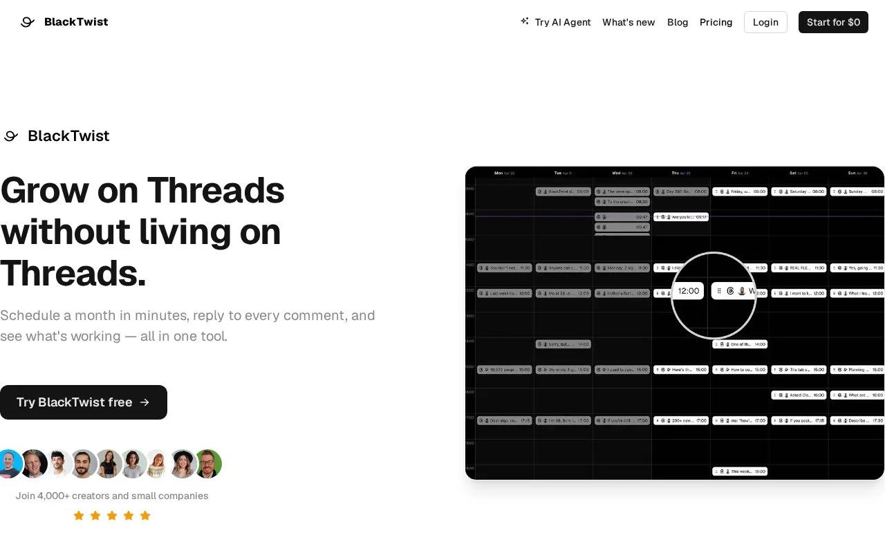 BlackTwist homepage screenshot