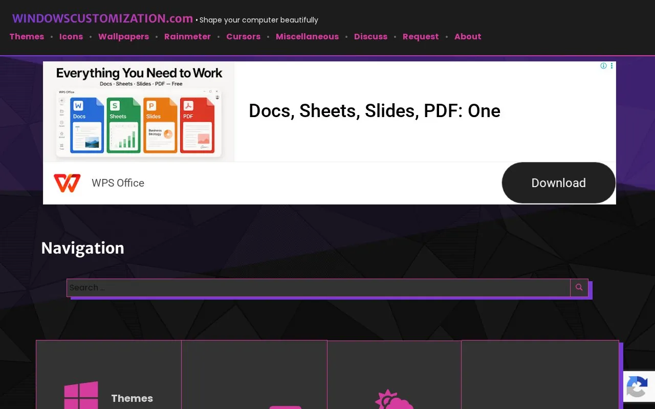 WindowsCustomization homepage screenshot