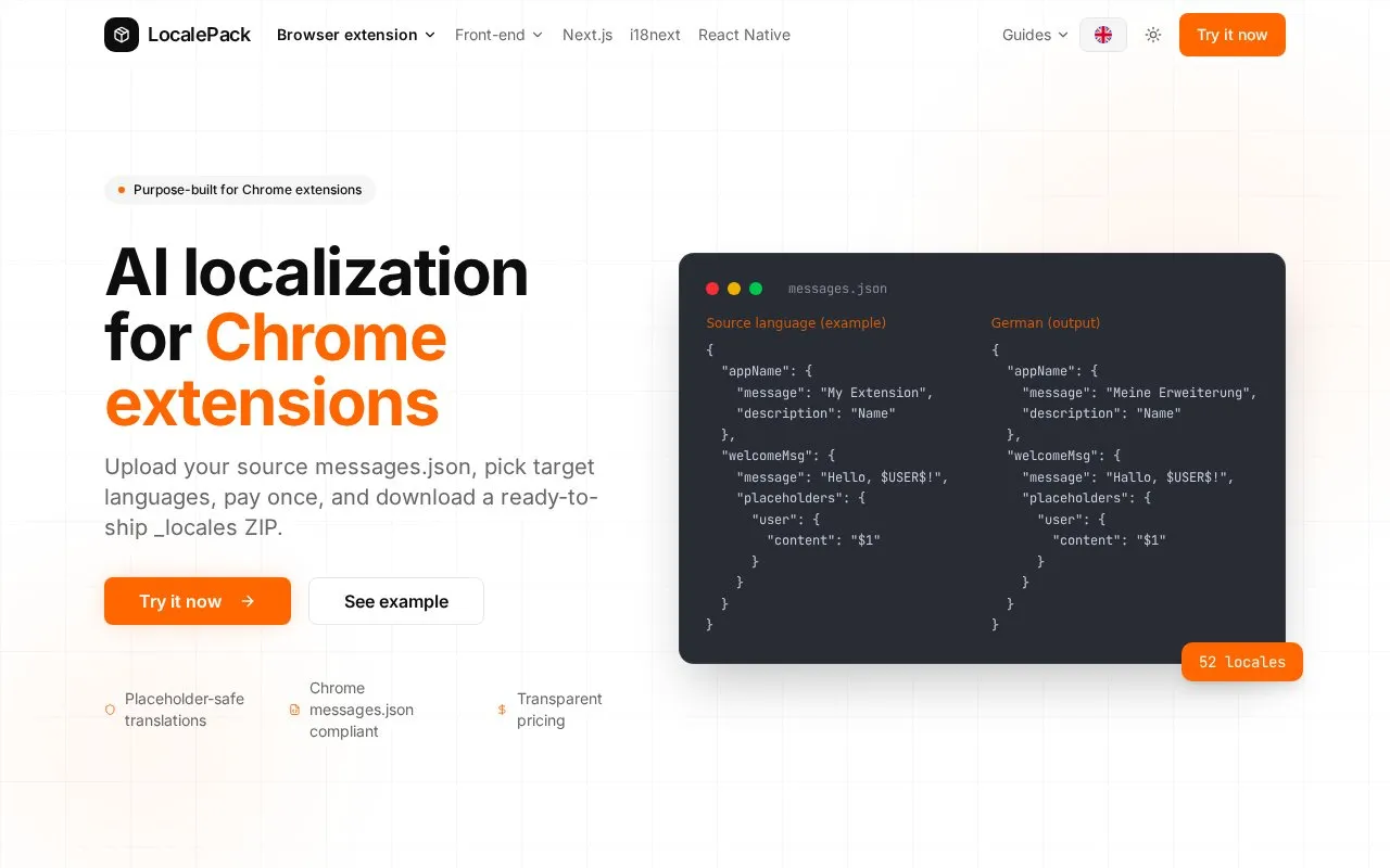 LocalePack homepage screenshot