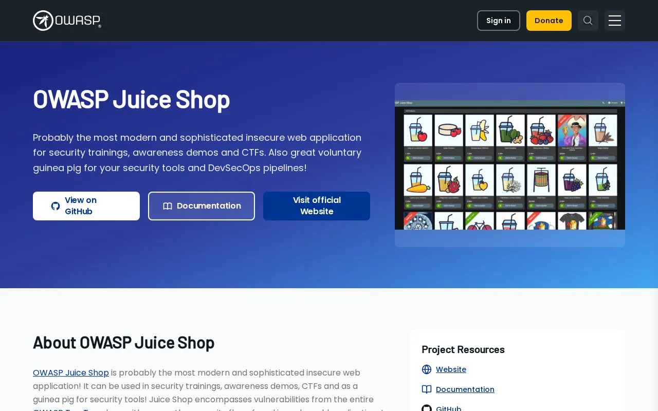 Juice Shop homepage screenshot