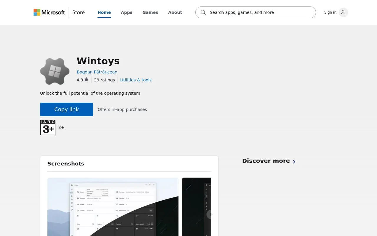 Wintoys homepage screenshot