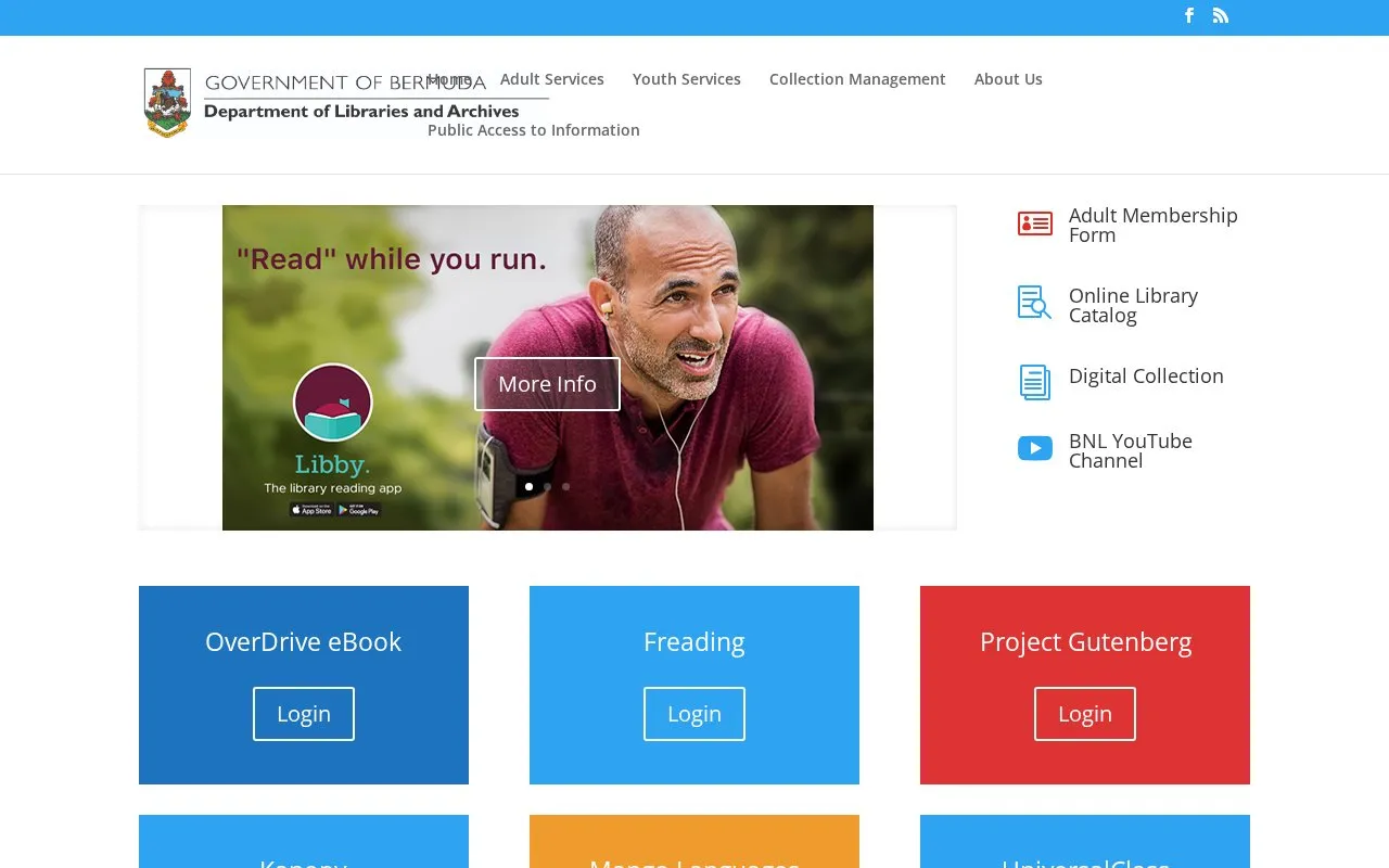 Bermuda National Library homepage screenshot