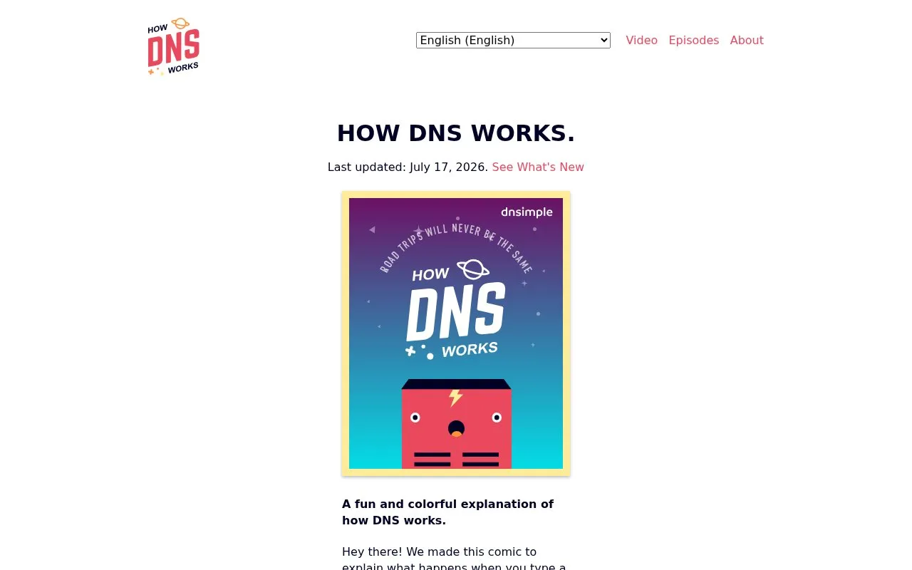 How DNS Works homepage screenshot