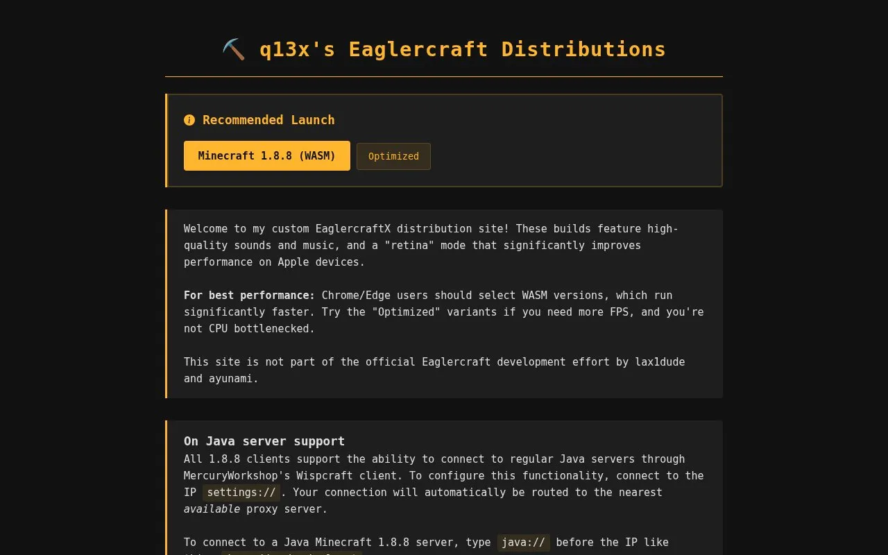 q13x's Distros homepage screenshot