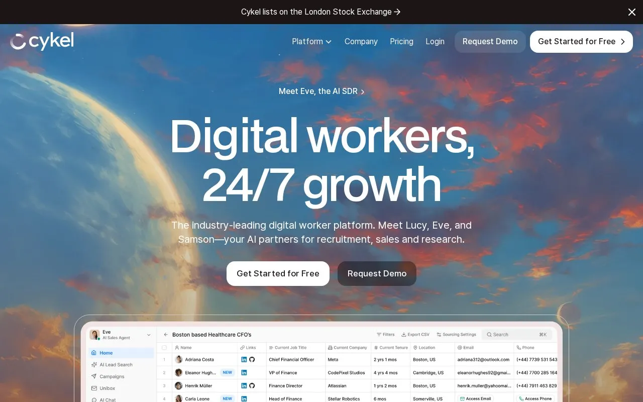 Cykel homepage screenshot