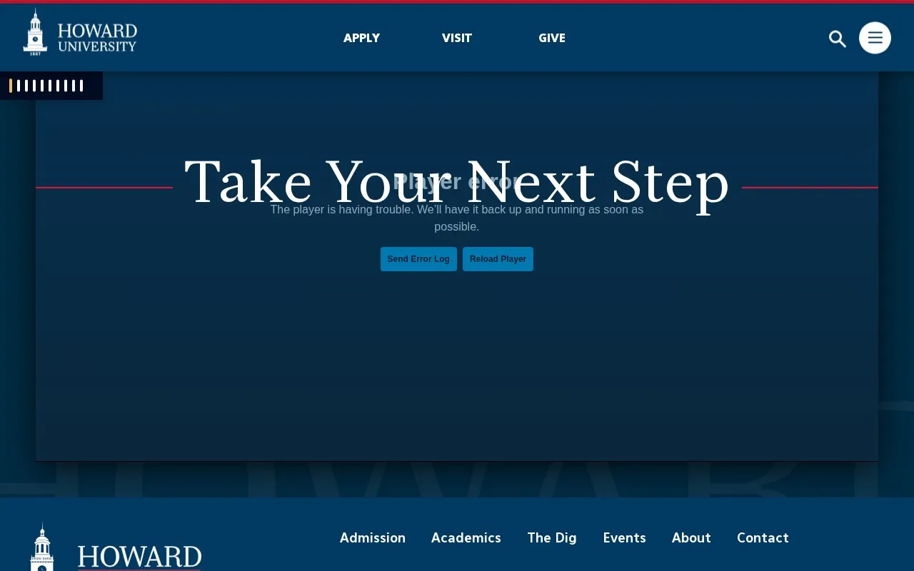 Howard University homepage screenshot