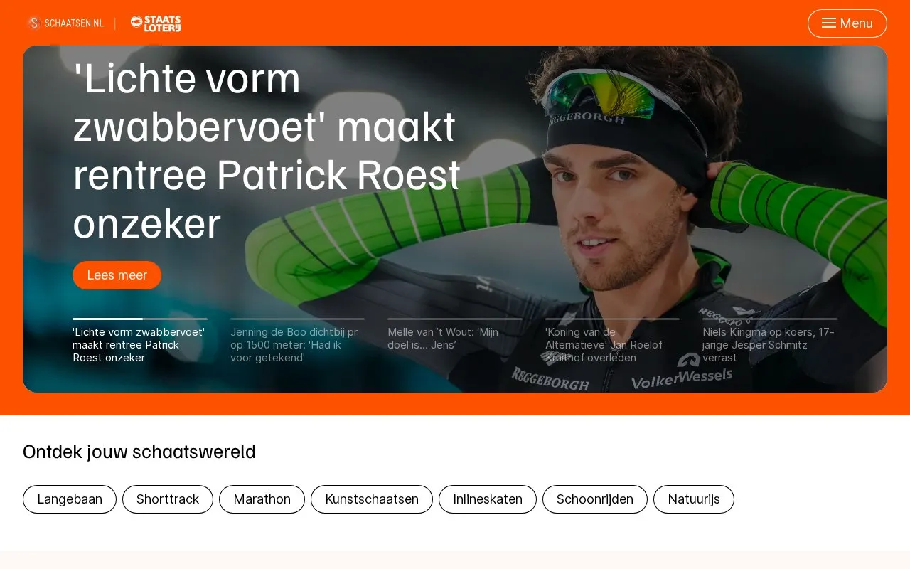 schaatsen.nl homepage screenshot