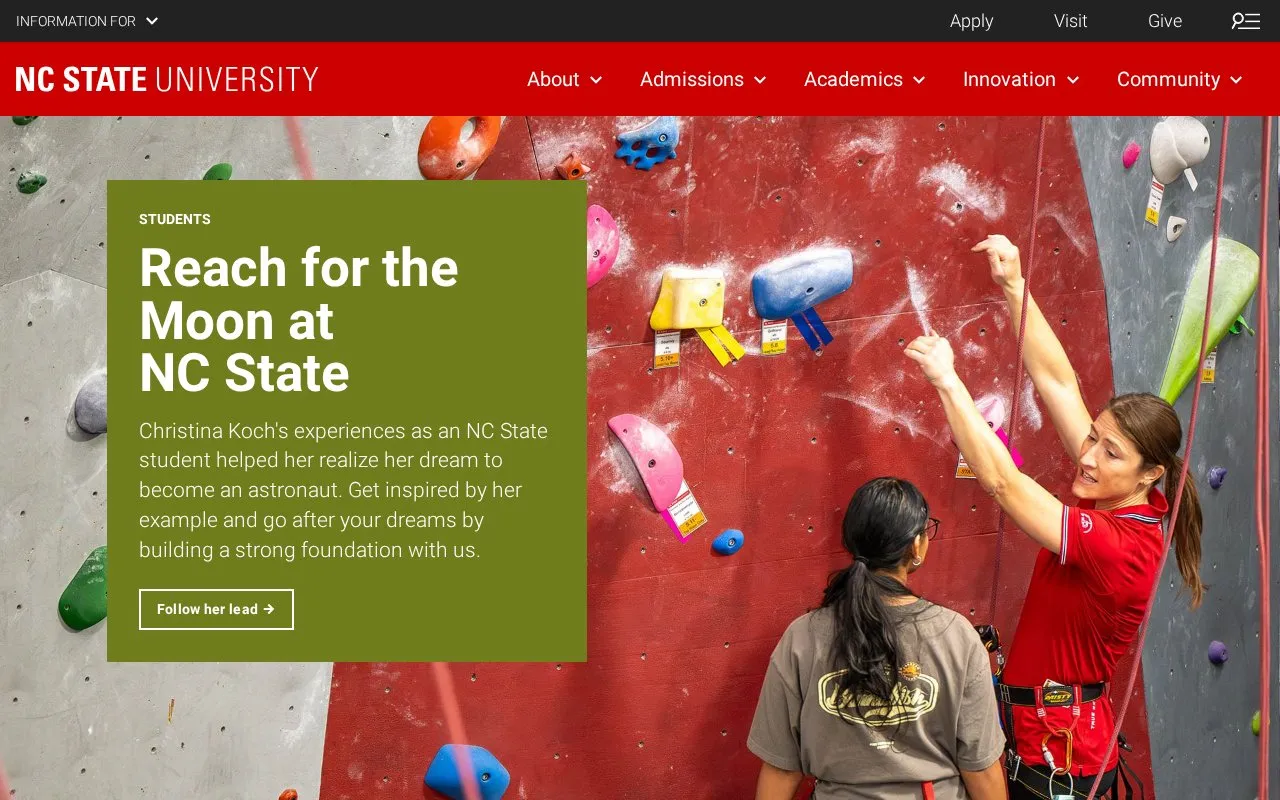 North Carolina State University homepage screenshot