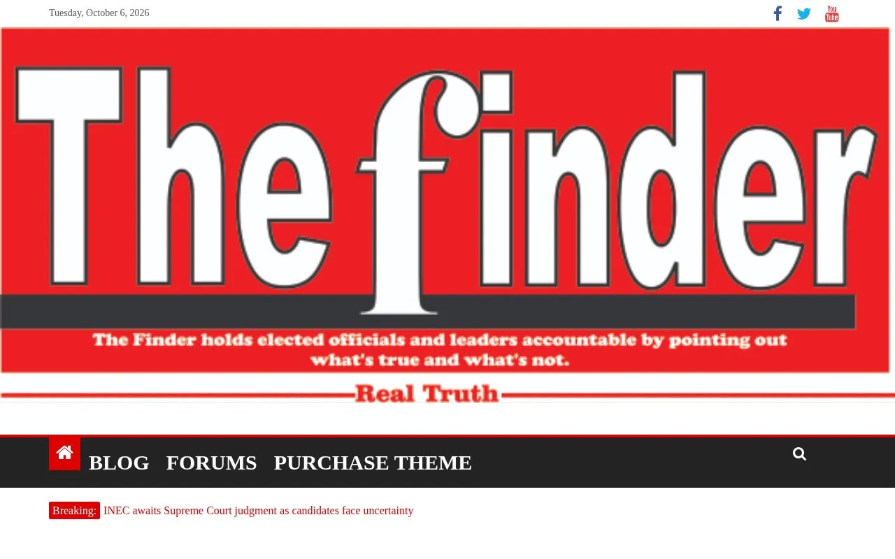 The Finder homepage screenshot