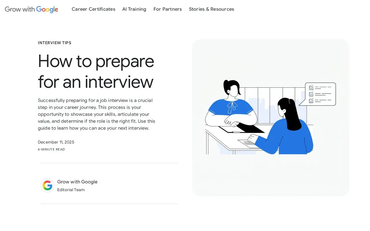 Interview Warmup homepage screenshot
