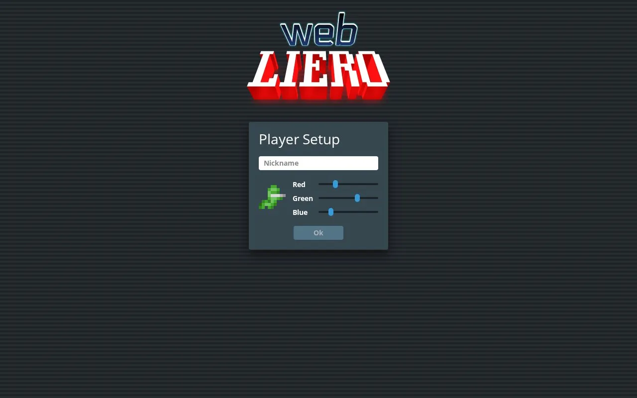 WebLiero homepage screenshot
