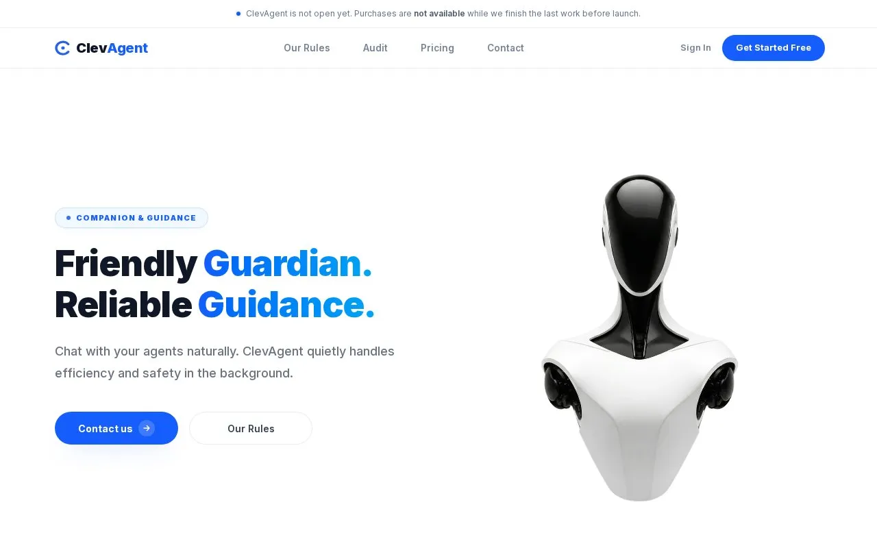 ClevAgent homepage screenshot