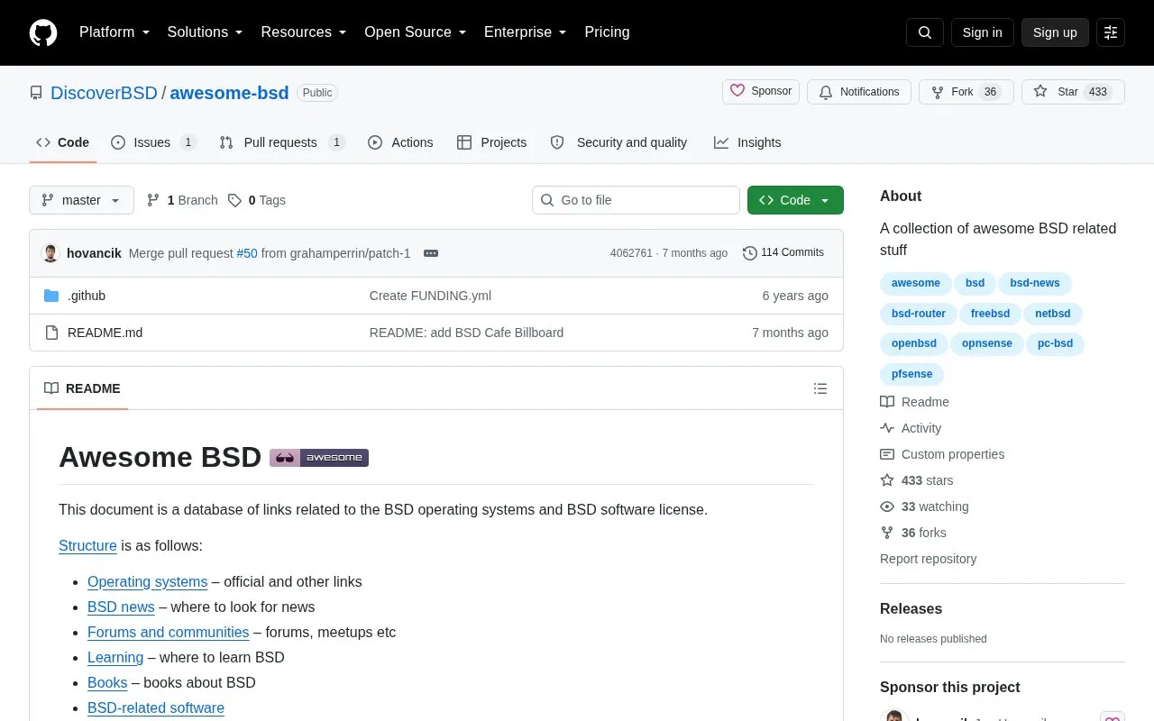 Awesome BSD homepage screenshot