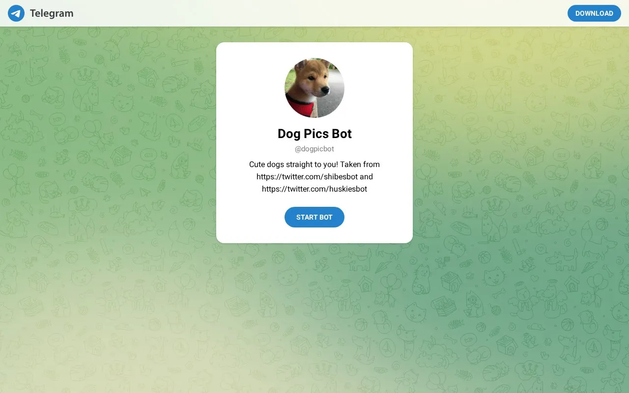 @dogpicbot homepage screenshot