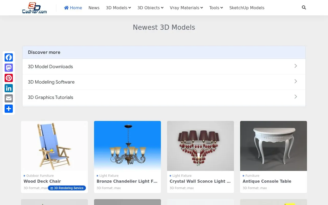 CadNav homepage screenshot