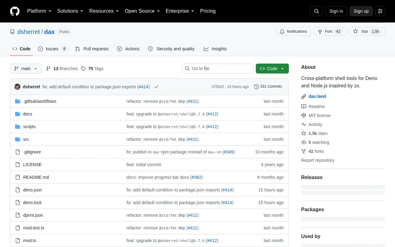 dax homepage screenshot