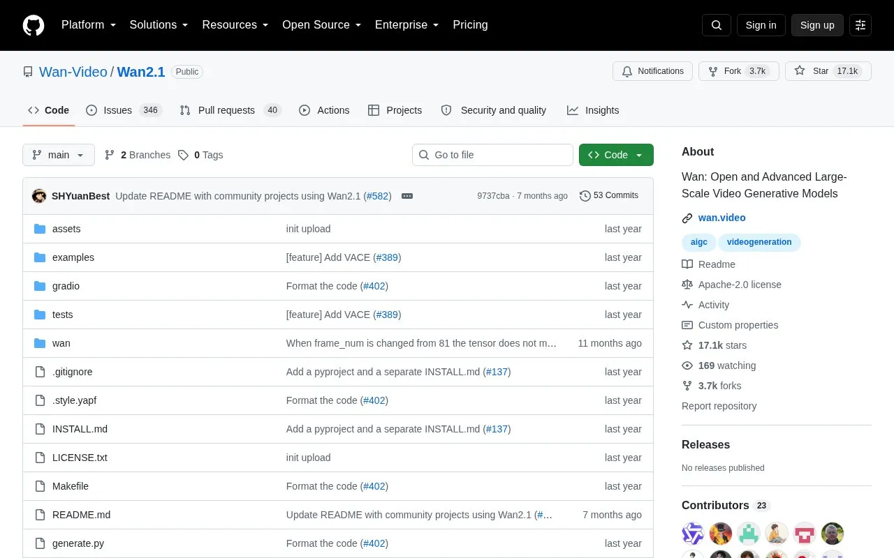 Wan2.1 homepage screenshot