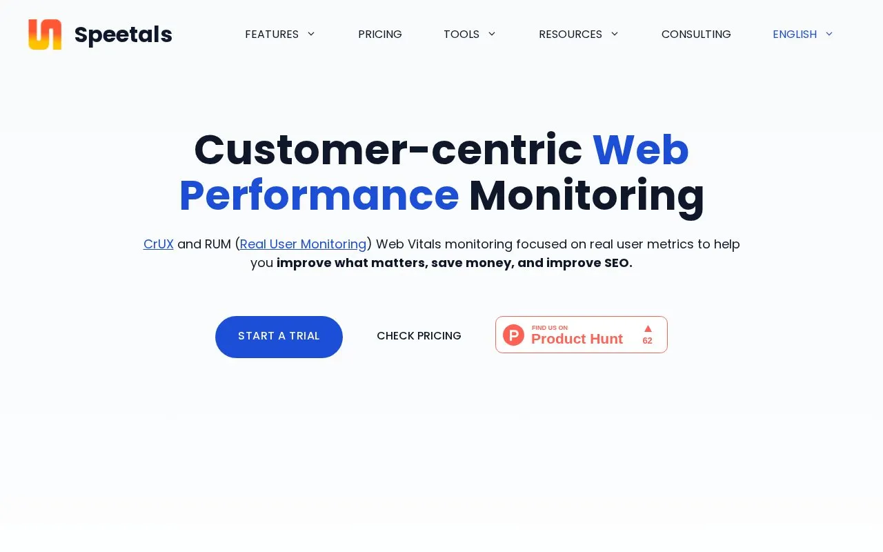 Speetals homepage screenshot