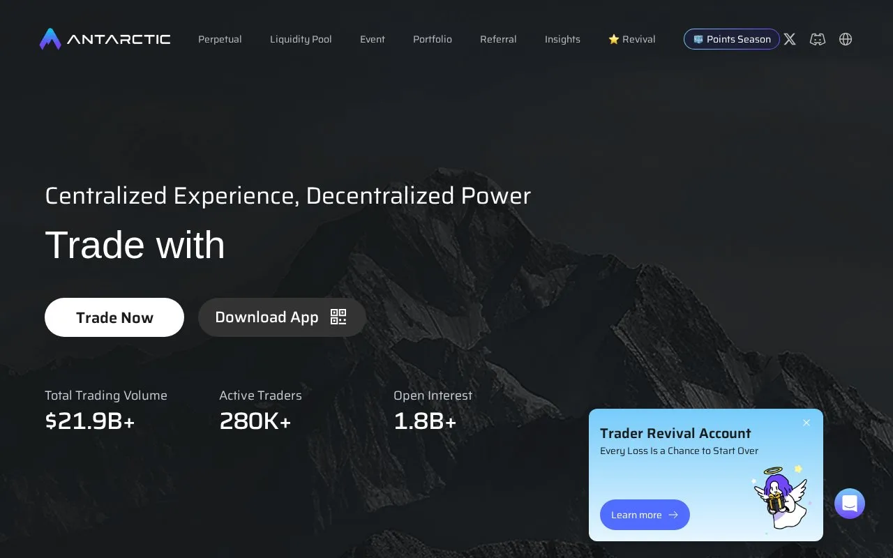Antarctic homepage screenshot