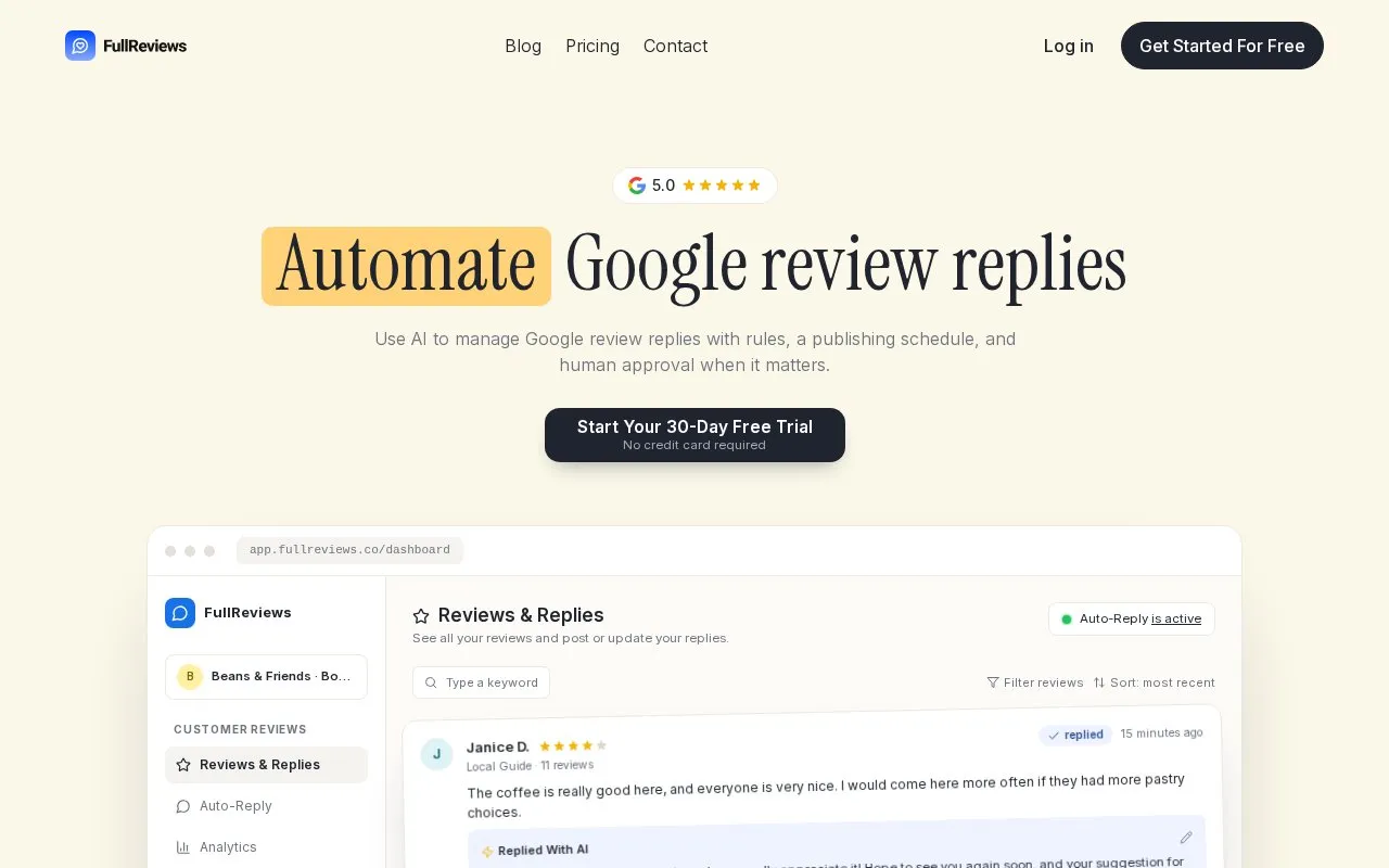 FullReviews homepage screenshot