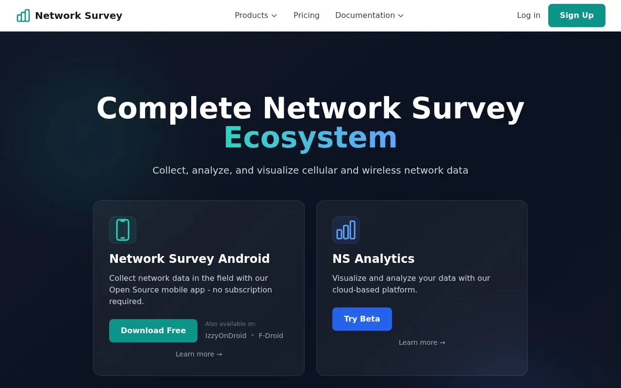 Network Survey homepage screenshot