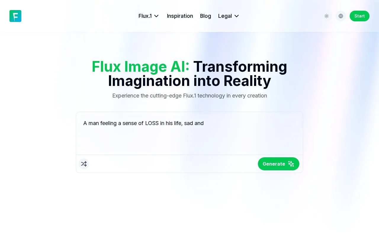 Flux Image AI homepage screenshot