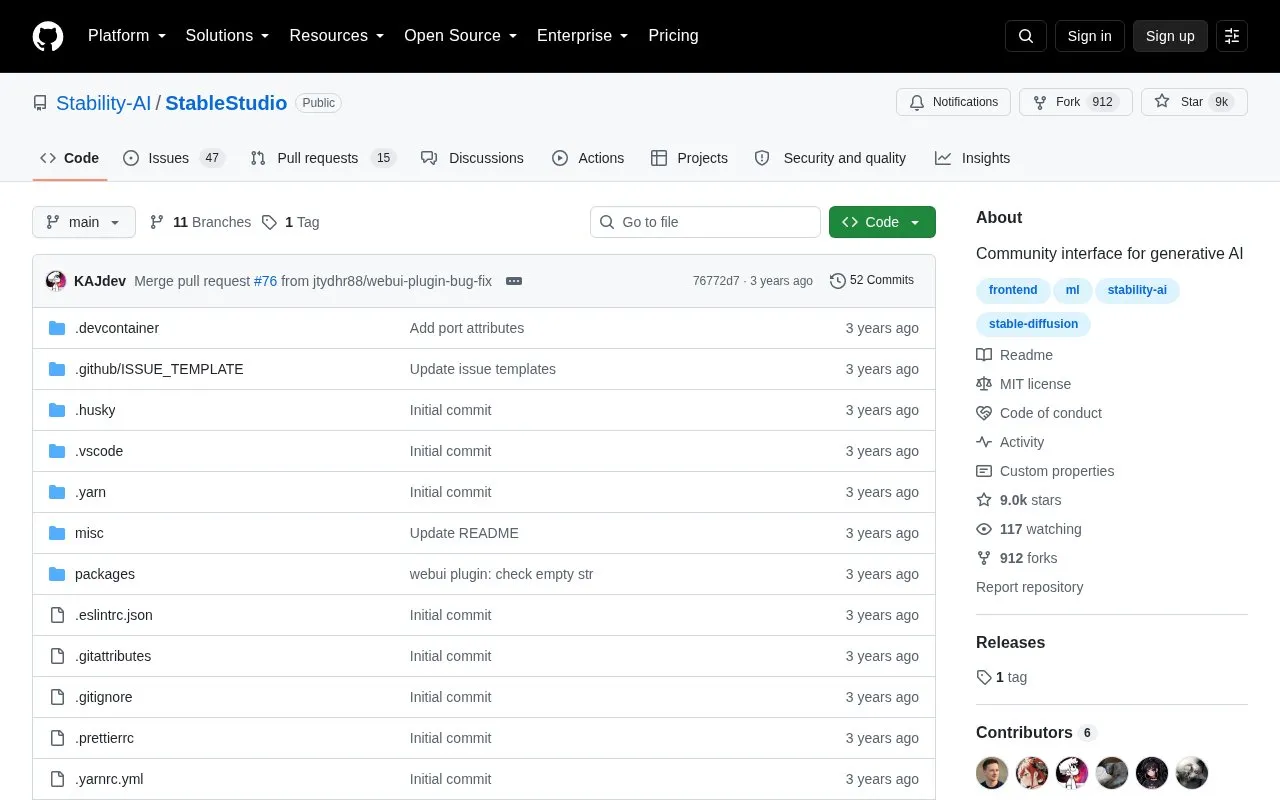 StableStudio homepage screenshot