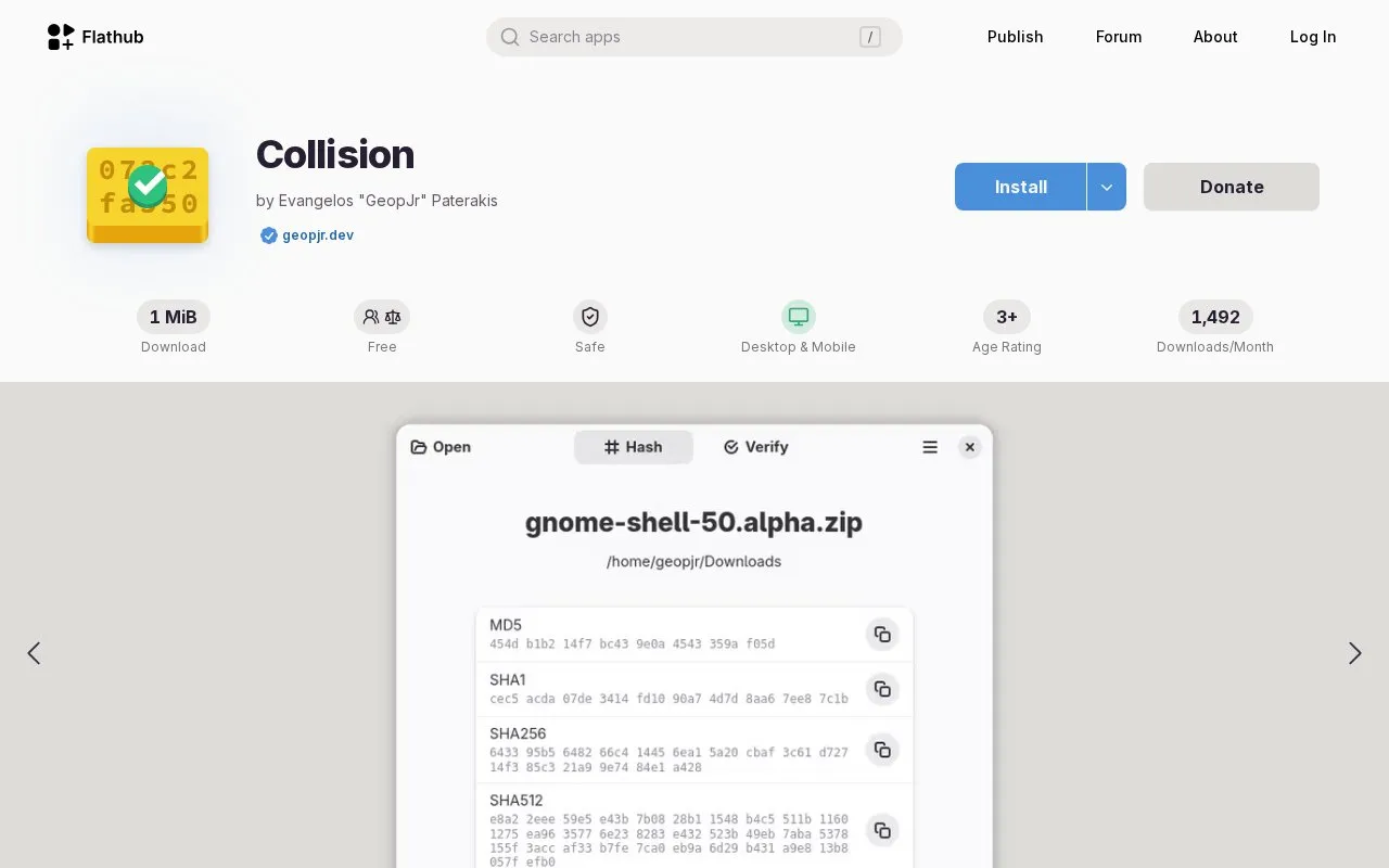 Collision homepage screenshot