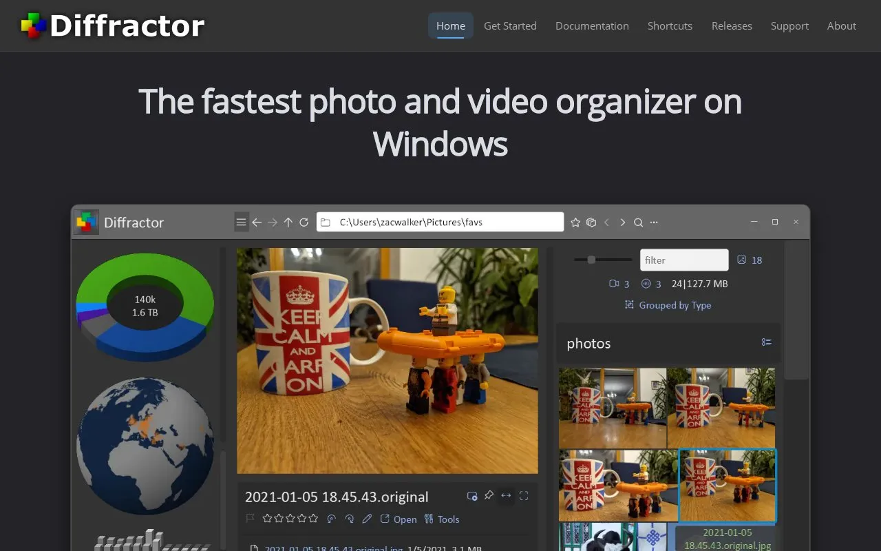 Diffractor homepage screenshot