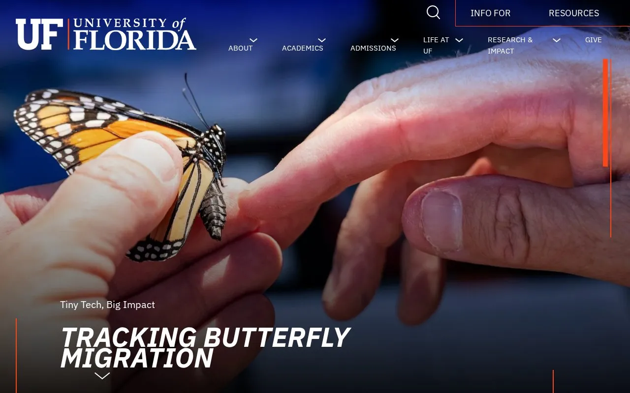 University of Florida homepage screenshot