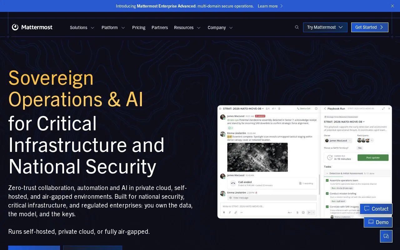 Mattermost homepage screenshot