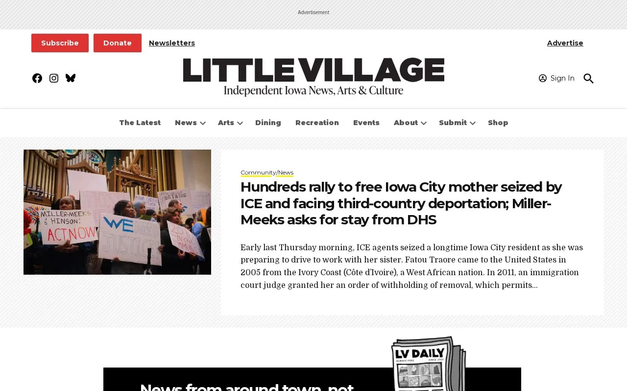 Little Village homepage screenshot