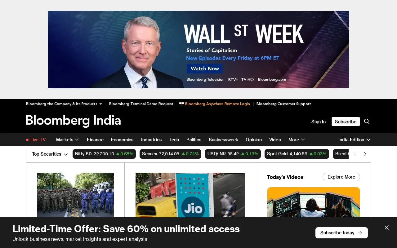 Bloomberg homepage screenshot