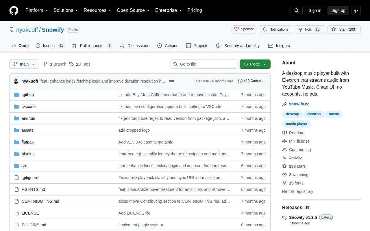 Snowify homepage screenshot