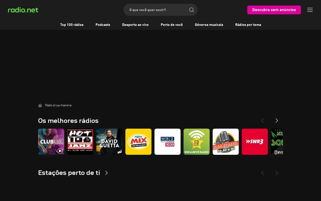 radio.net homepage screenshot